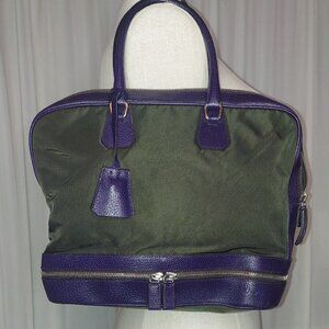 Vintage Women's Prada Gray & Purple Handbag Silver Hardware